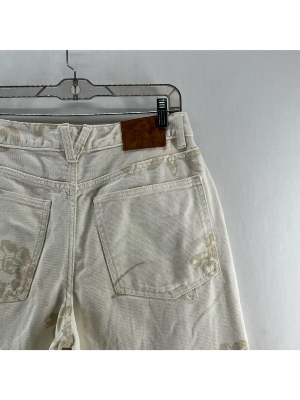 Vans Sirelle Floral High Waisted Mom Jeans Womens 29 Wide Leg Cotton Ecru Cream - Picture 10 of 14